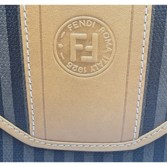 Vintage Fendi Selleria Striped Canvas & Leather Envelope Crossbody Bag Repair - Picture 5 of 16